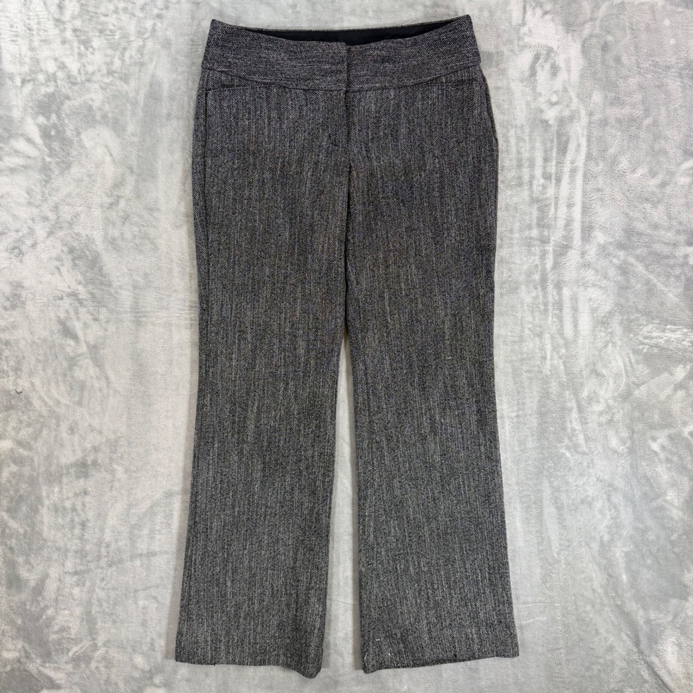 Express Editor Bootcut Dress Pants Women's 6R Black White Herringbone Trousers